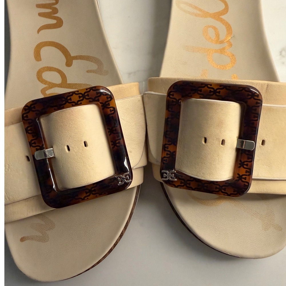 Sam Edelman Womens Adaley Leather Buckle Platform Slide Sandals Cream Beige 10 - Picture 10 of 10